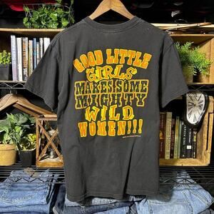 Vintage Y2K Blue County Country Music Band Tee Medium Faded Black Yellow Shirt